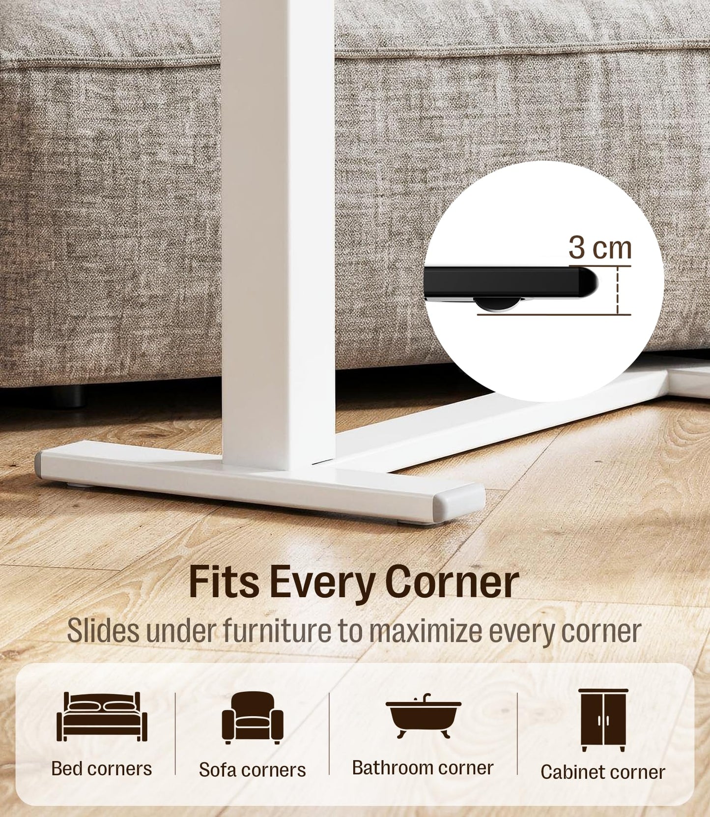 MAIDeSITe Fit Dual Overbed Table with Wheels, C-Shape Bedside Table