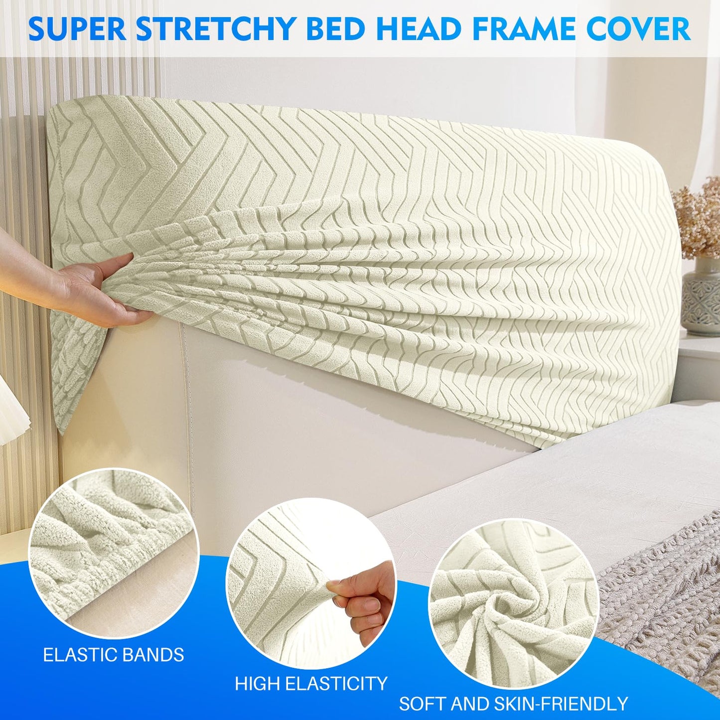 CYCMACO Elastic Headboard Cover, Double/Single Bed Headboard, Removable and Washable Dust Cover, Durable, Universal Headboard Cover Dustproof
