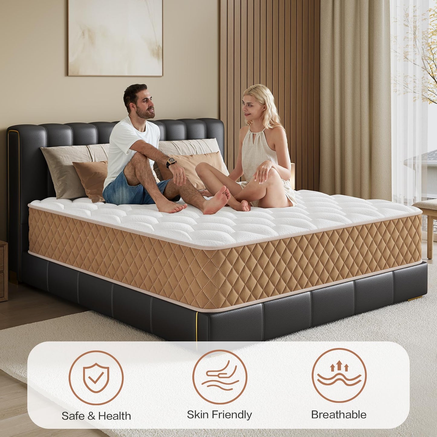 Niqooia Single Mattress 3FT, 10 inch Single Bed Mattress, Memory Foam, 7-Zone Pocket Sprung, Medium Firm Mattresses, Soft Fabric, Motion Isolated