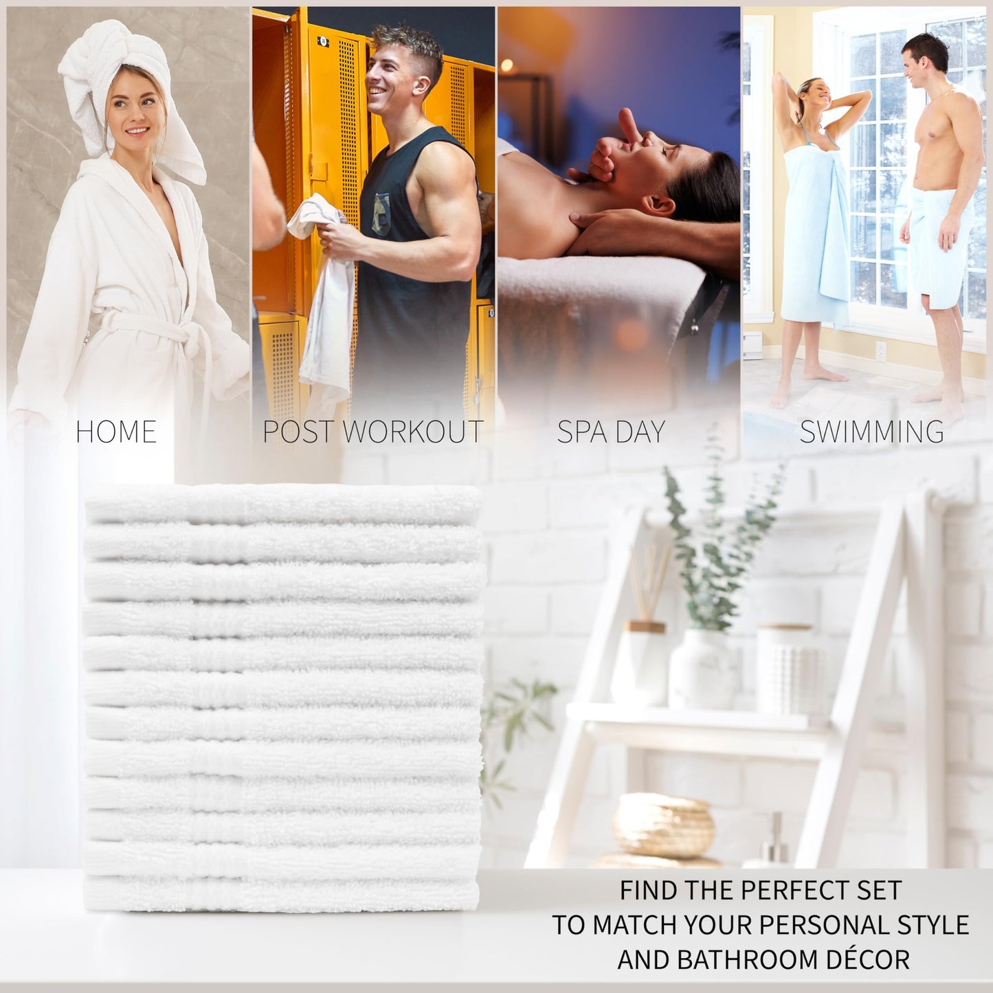 CityComfort Flannels Pack of 12 Face Towels 100% Cotton 550 GSM 30x30cm Highly Absorbent Soft Wash Cloth Household Essentials (White - 12 Pack)