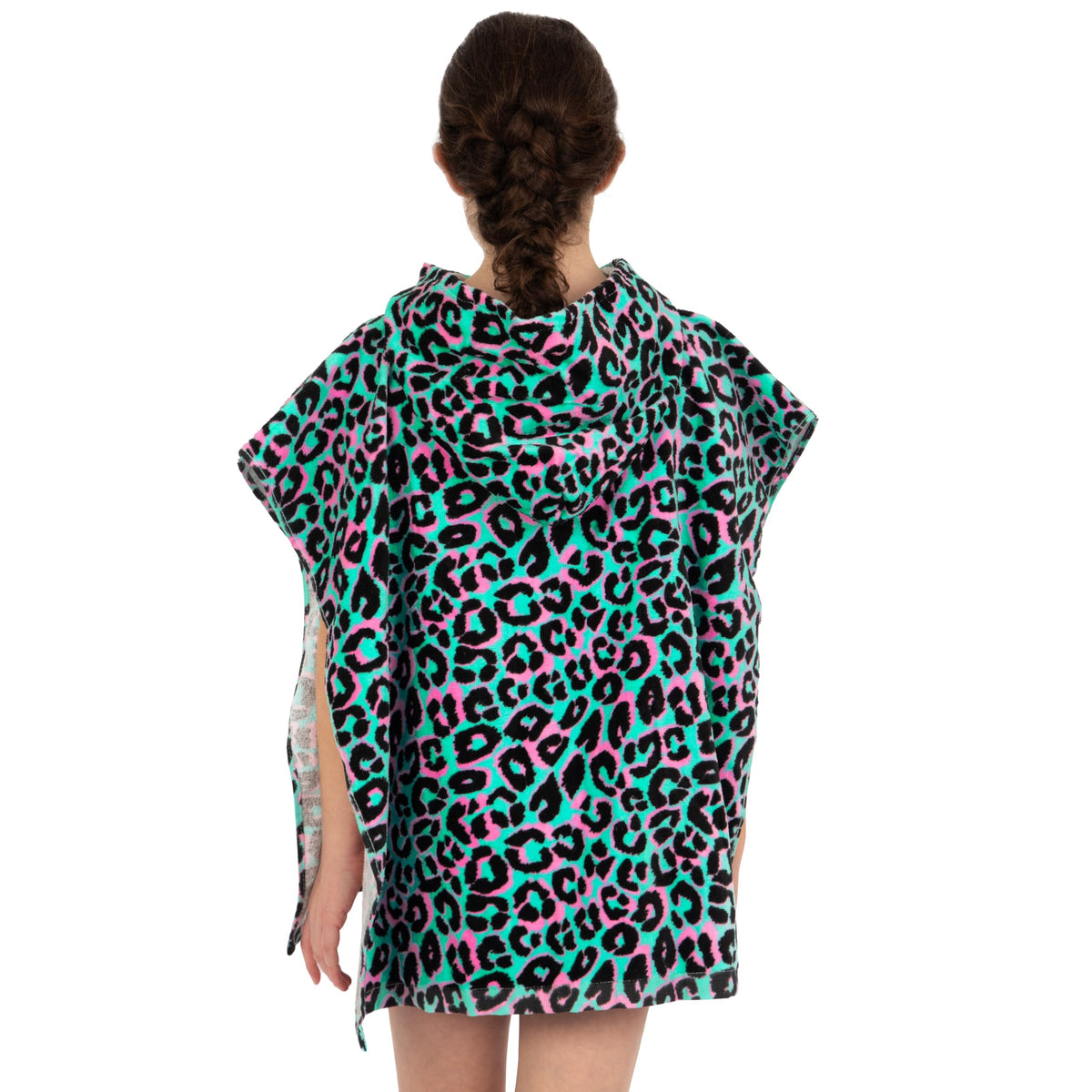 Harry Bear Girls Towel Poncho, Leopard Print Kids Towel Poncho, Cotton Beach Towels And Swimming Towels, One Size, Green