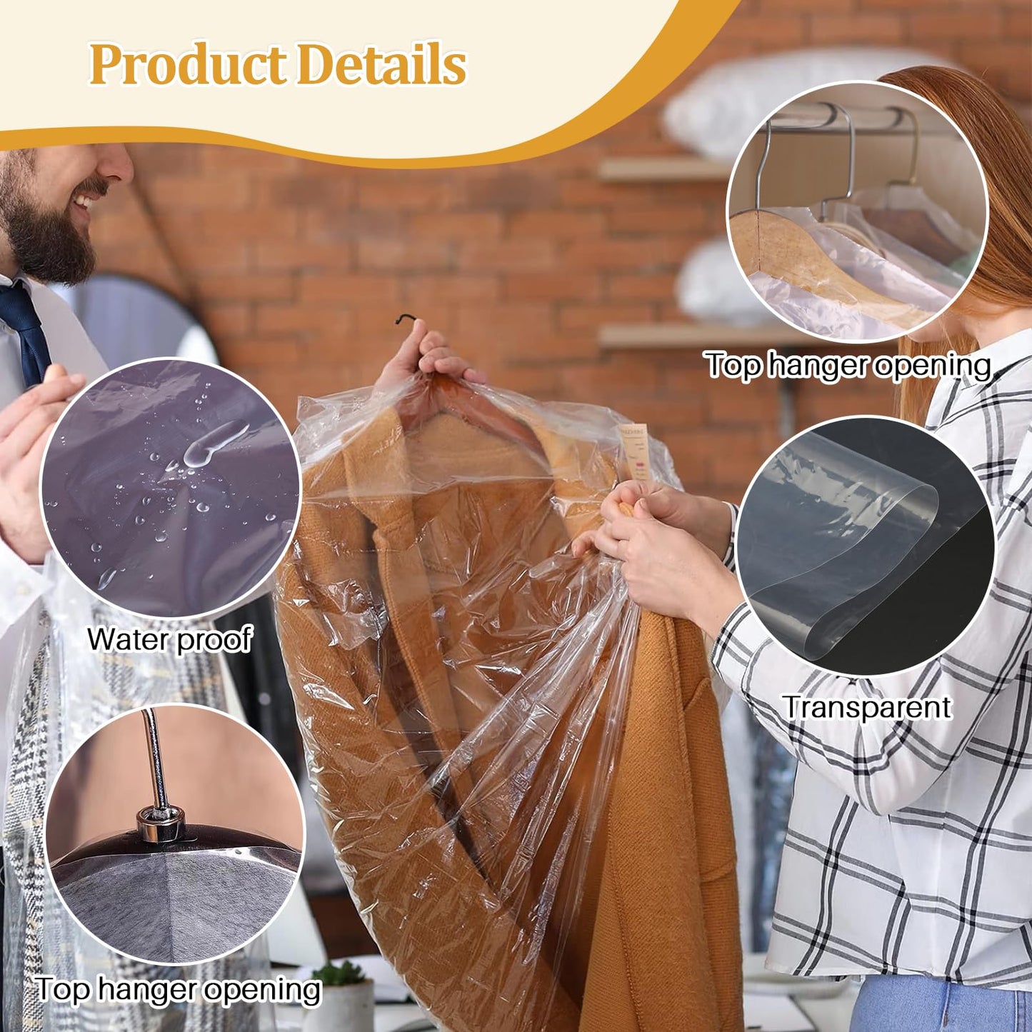 atnayo 30 Pcs Plastic Clothes Covers, 60 cm x 90 cm Clothes Covers Protector Bags for Dress Dust Proof Dry Cleaning Closet Storage