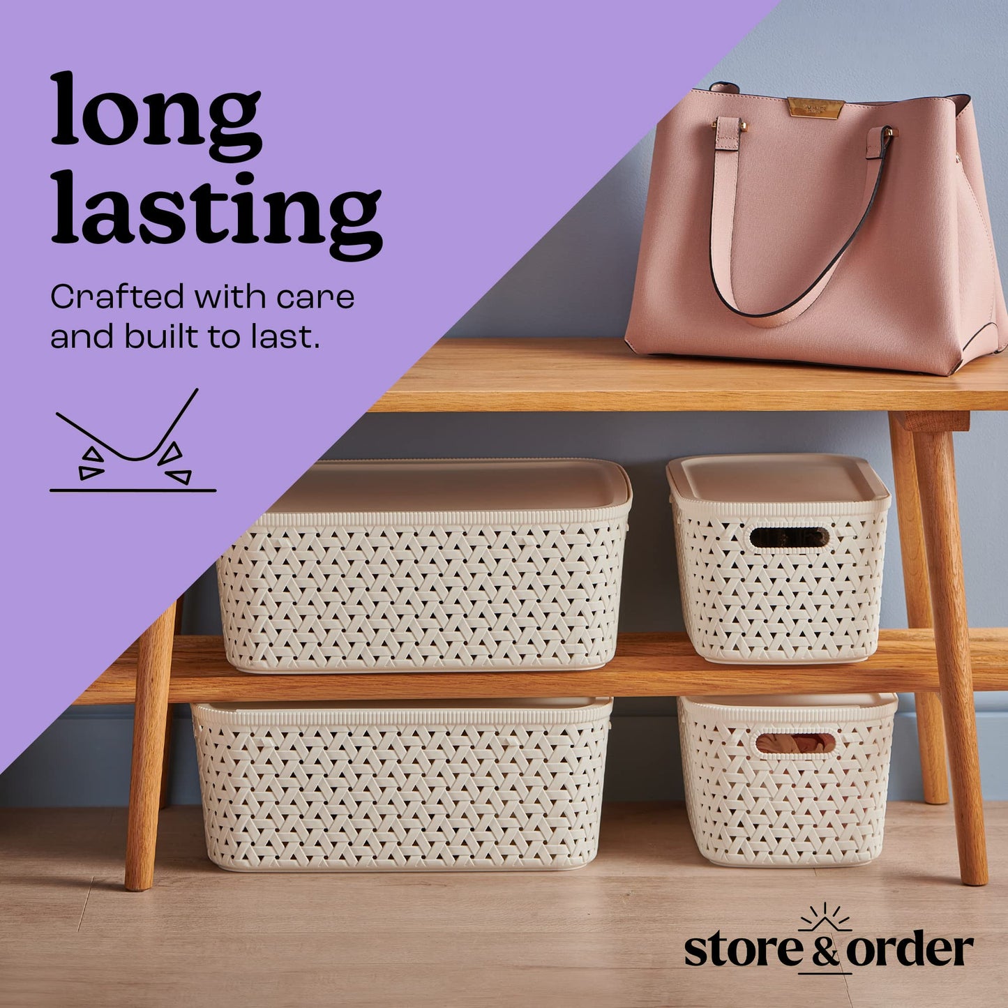 Store & Order Lid for Stackable Storage Basket - Compatible Extra Small Storage Basket - Transforms basket into stackable box, White, Extra Small