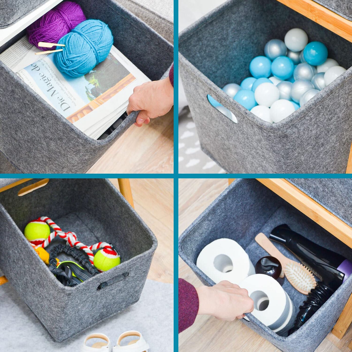 DuneDesign Set of 2: Felt Box 32x26x23 Foldable Storage Box Toiletries Box Storage Basket