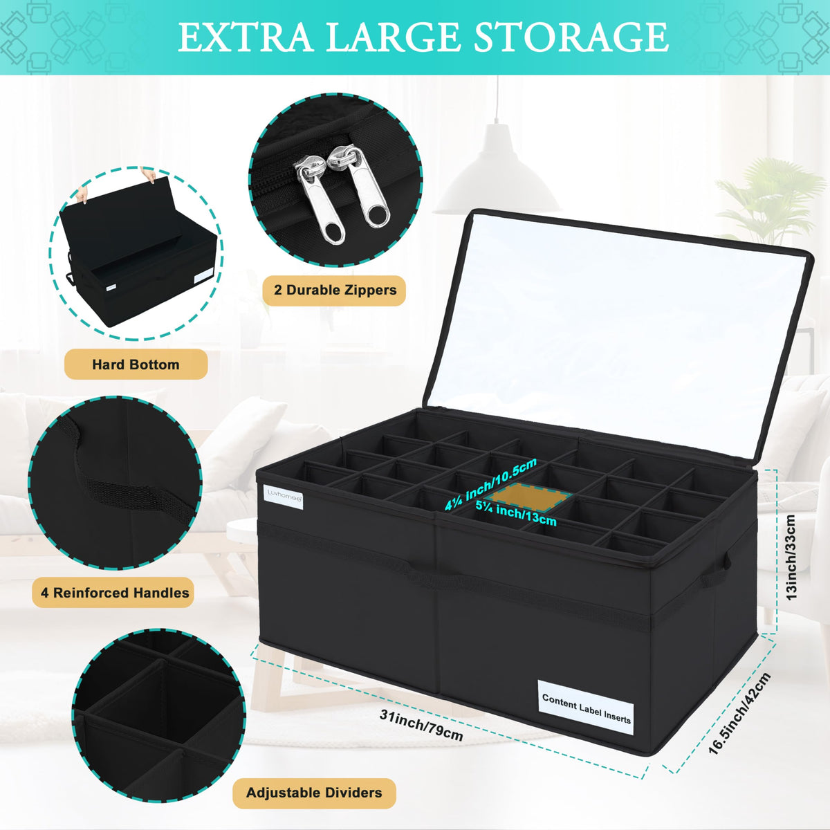 LUVHOMEE Shoe Organiser for Closet, Fits 24 Pairs, Large Shoe Box Storage Containers, Clear Foldable Shoe Storage Bins w/Bottom Support