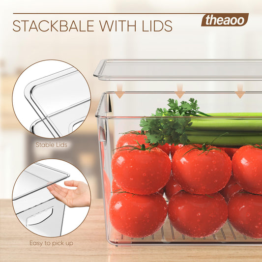 8 Pack Clear Storage Bins with Lids Stackable, Large Plastic Storage Bins with Handle for Pantry Organization and Storage, Perfect Containers for
