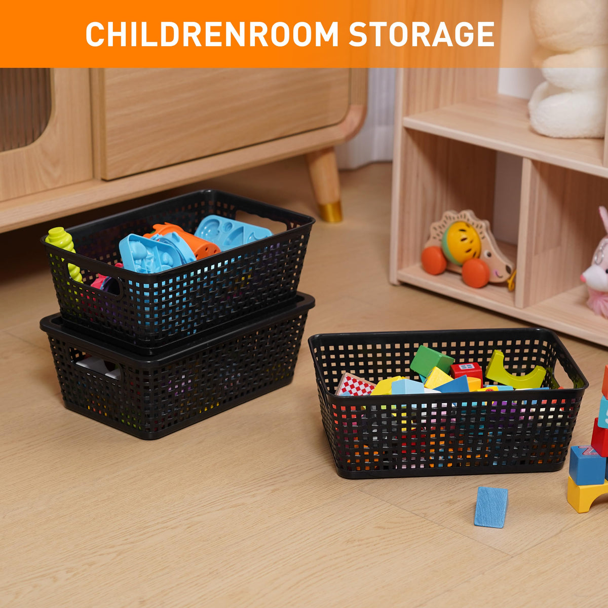 Citylife Set of 10 Pack Plastic Storage Baskets With Lid, Storage Basket for Organizing,Stackable Storage Containers Bins Boxes for Kitchen Bathroom