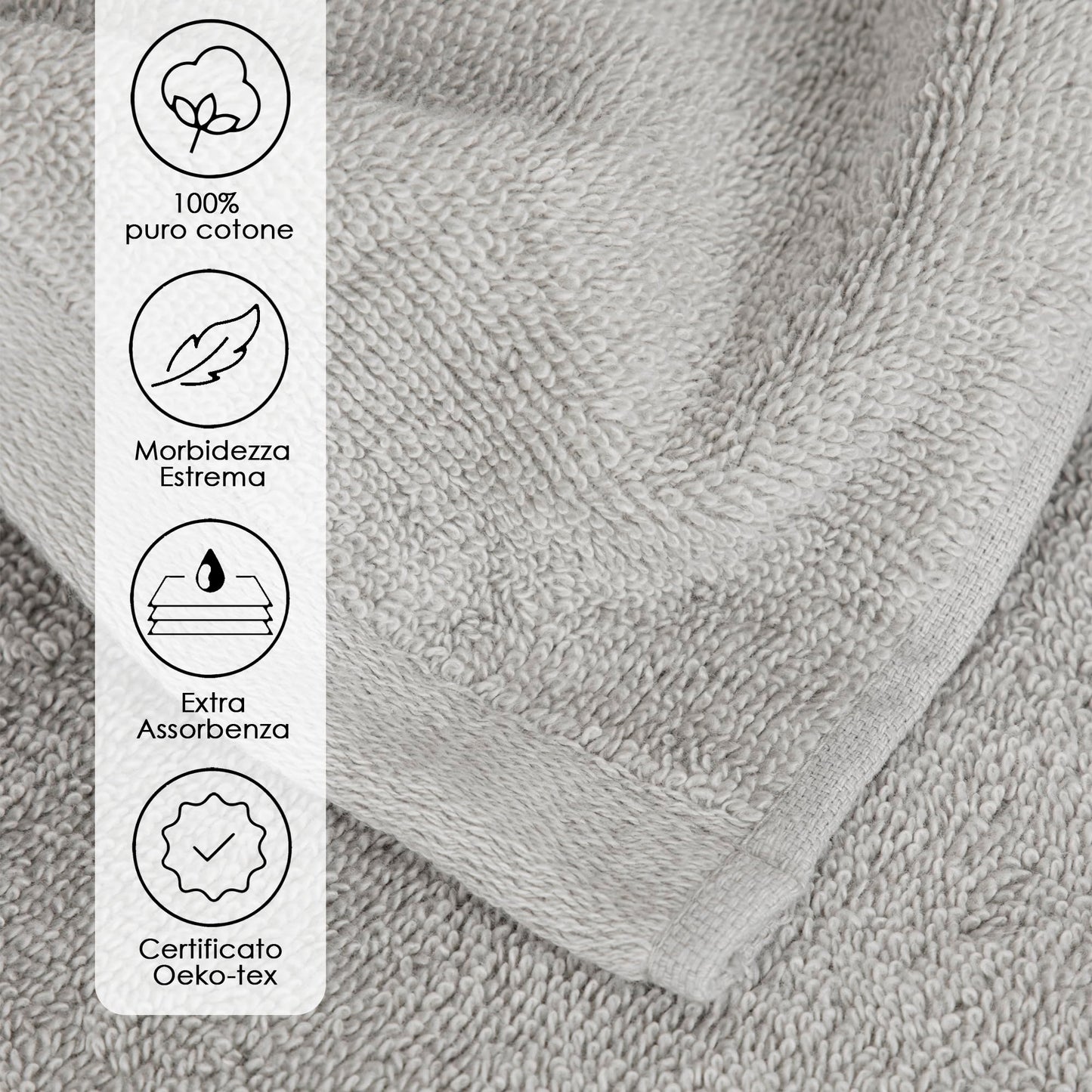 Ruggeri, Set 2 Bath Towels 70x140 cm, Cotton, Grey