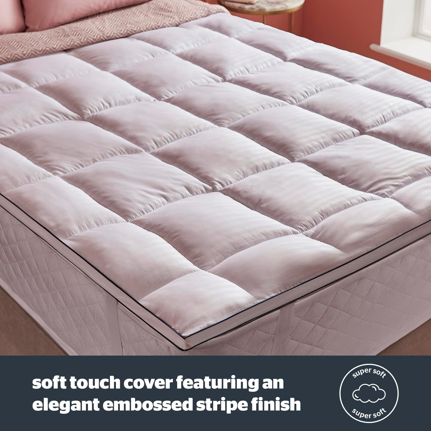 Silentnight Hotel Collection Mattress Topper Super King - Luxury Soft Silky Comfortable 5cm Thick Deep Mattress Protector Pad Cover with Deep Fit