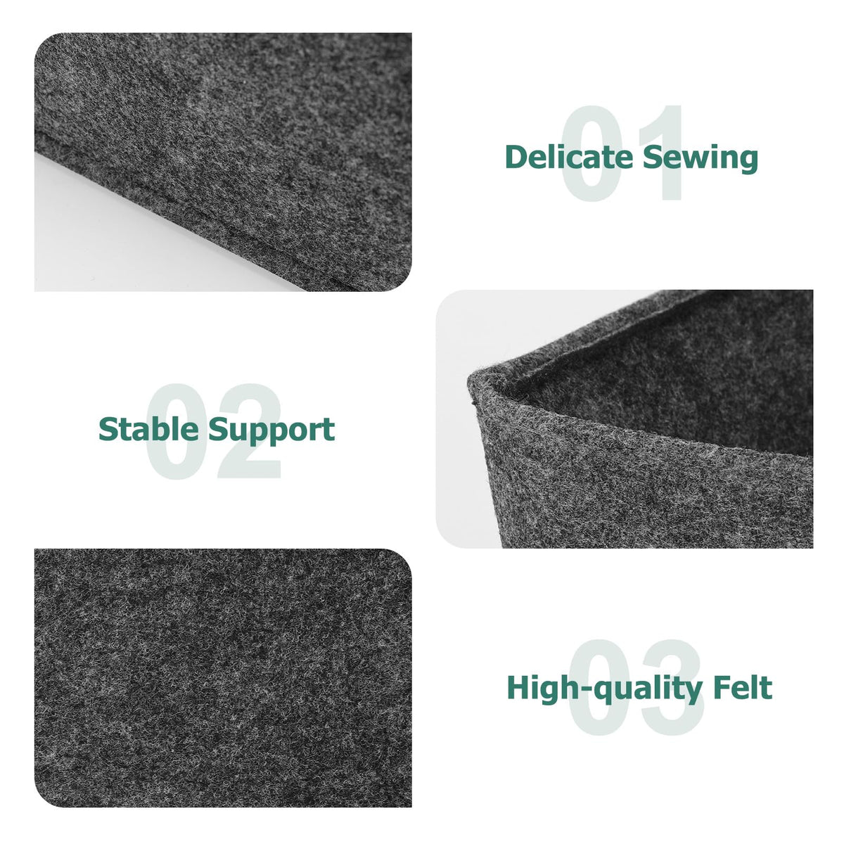 Elyrau Felt Fabric Storage Baskets with Handle, 2 Pieces, Dark Grey
