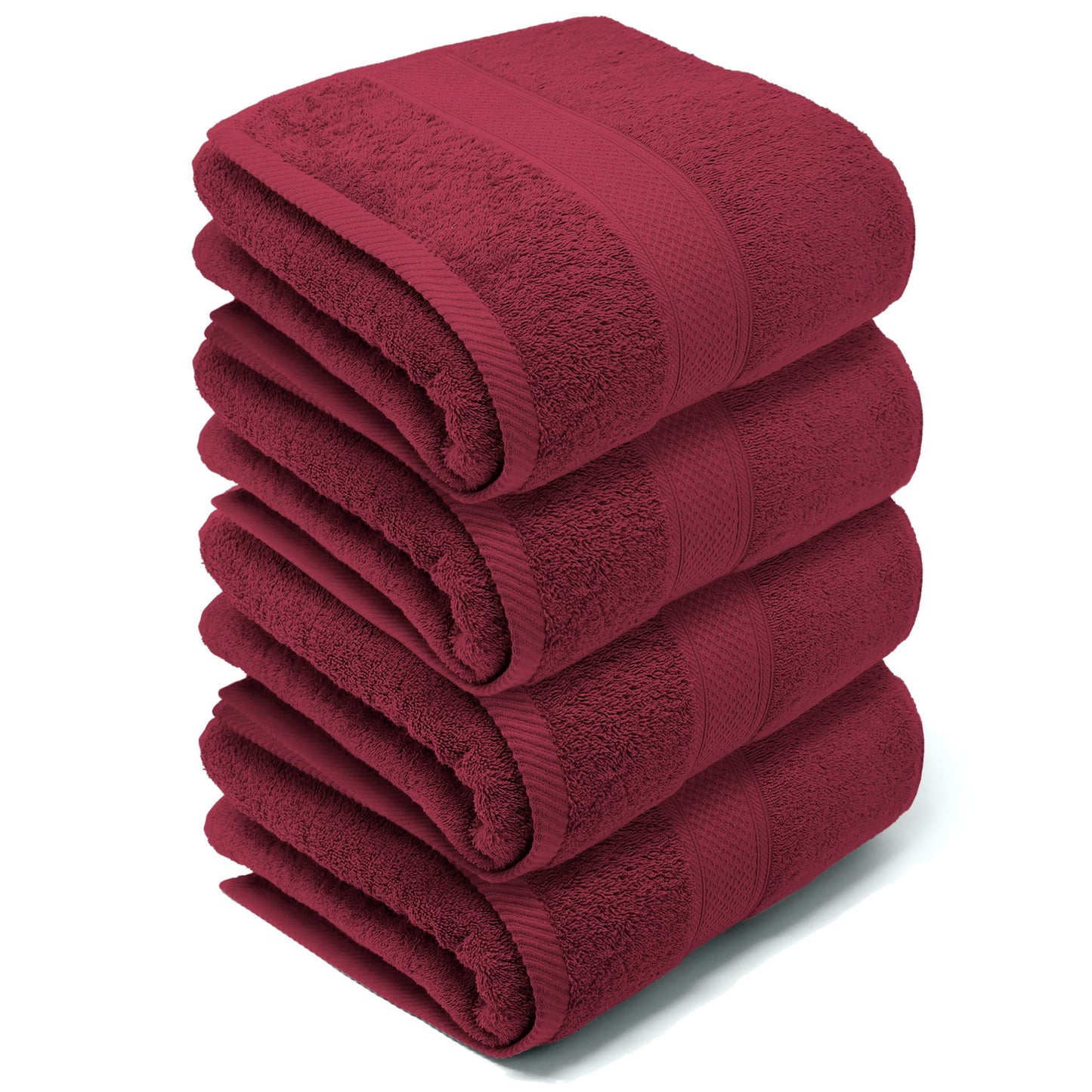 LEBENGOOD Bath and Shower Towels Set Cotton 550 gsm Large Soft, Absorbent and Durable Towels (4 90x170 Wine Red)
