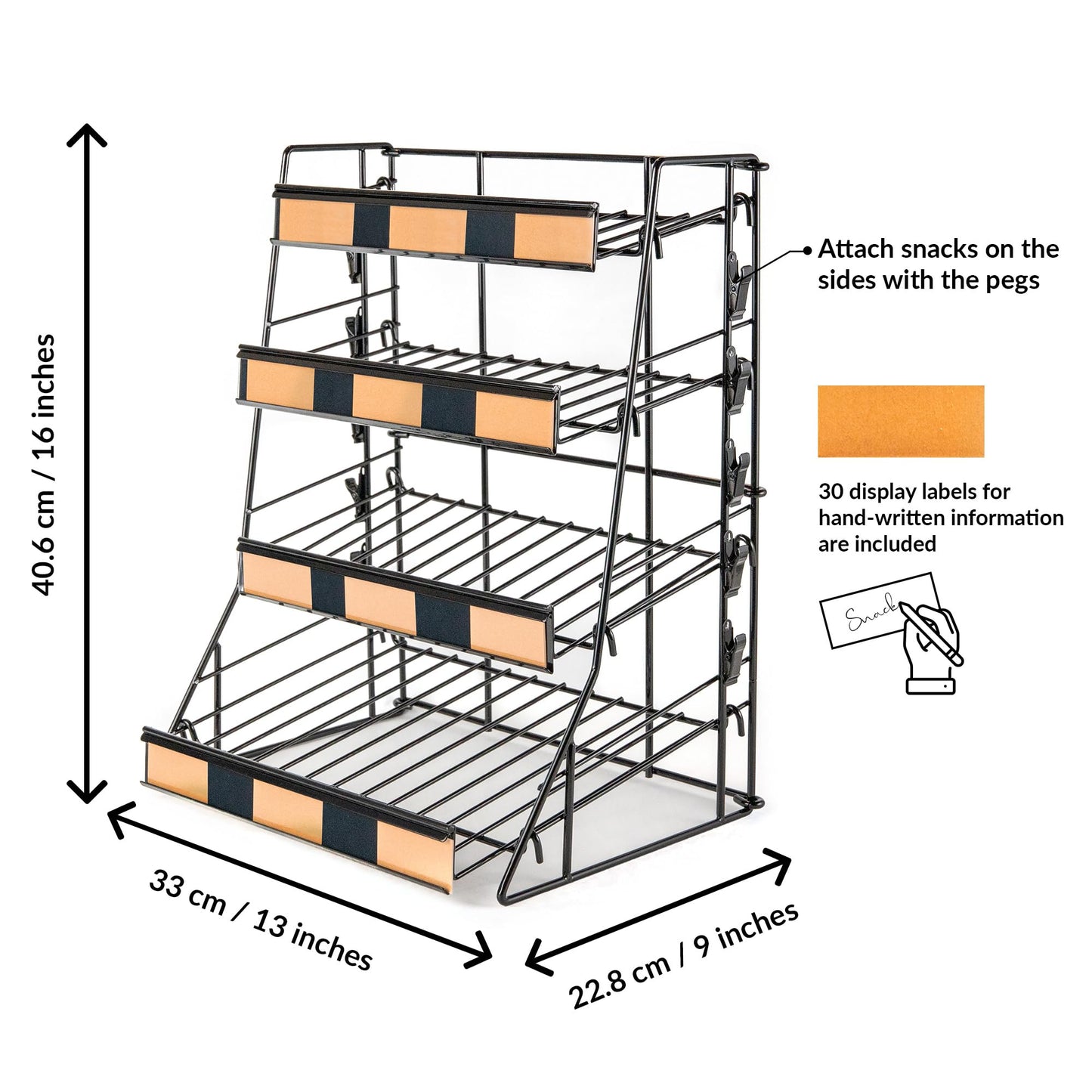 ODOXIA Candy Display Rack 4 Tier | Candy Organiser | Snack Organiser For Countertop | Snack Display For Counter | Stand For Stores And More