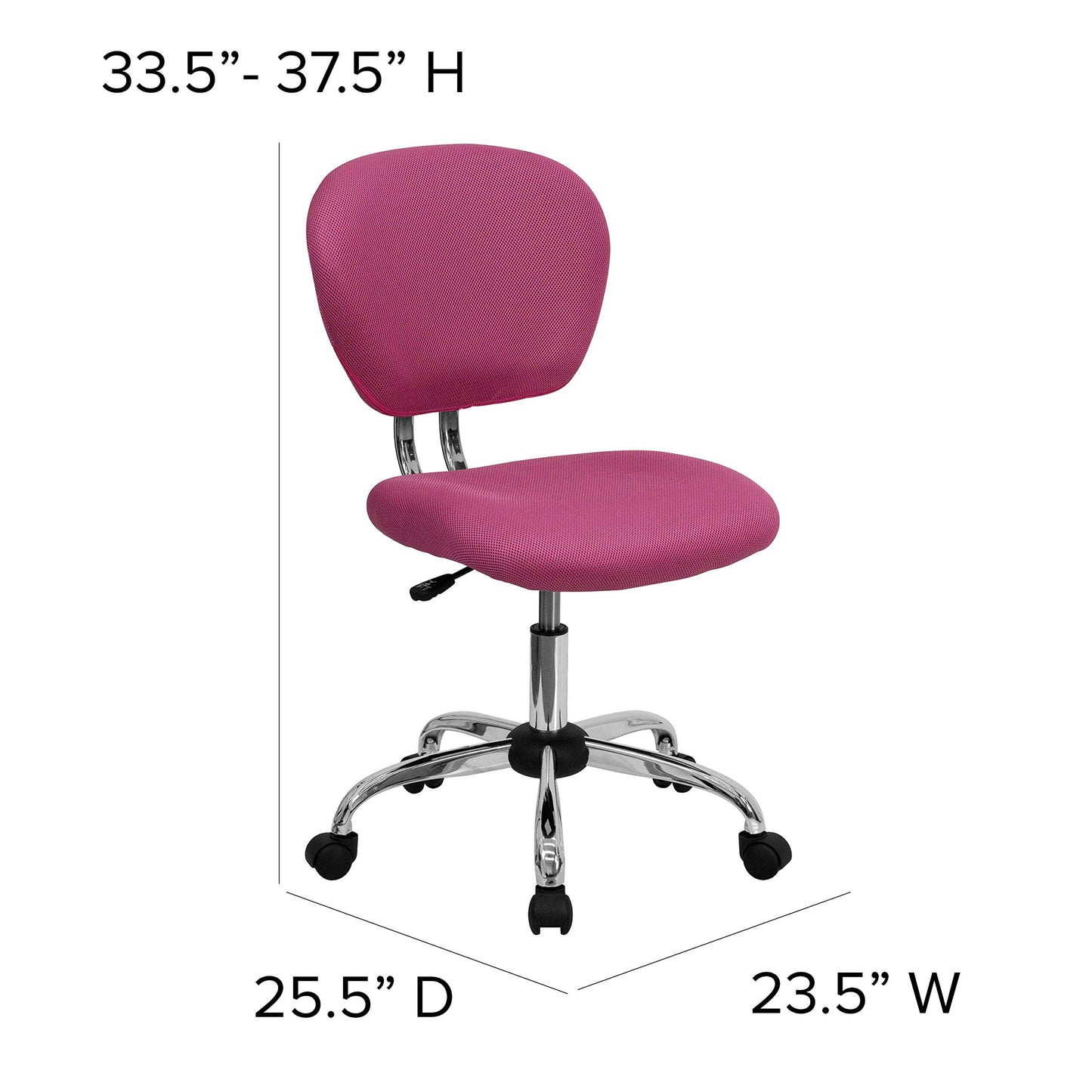 Flash Furniture Mid-Back Mesh Swivel Task Chair with Chrome Base, Metal, Pink, 58.42 x 55.88 x 25.4 cm