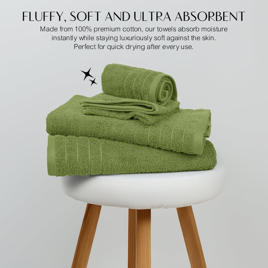 100% Cotton 8 Piece Towel Bale Set - Luxury Bathroom Towels Forest Green