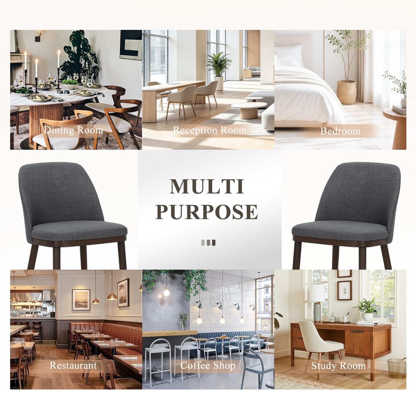 MALOL Thick Wood-base Dining Chairs Set of 4, Upholstered Kitchen Chairs with Solid Wood Legs and Thick Seat Cushion