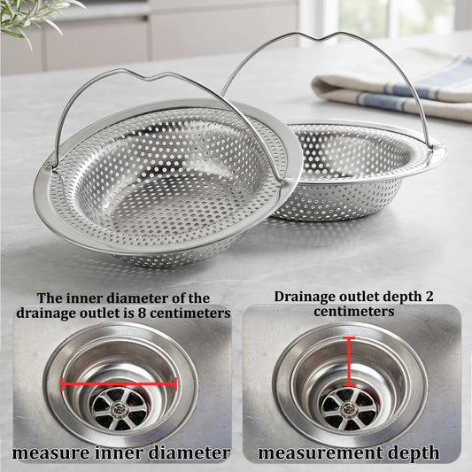 1 Piece Sink Strainer Kitchen Sink, Stainless Steel Sink Strainer, Hair Strainer Shower, Prevent Sewer Blockages 11 x 8 x 2 cm