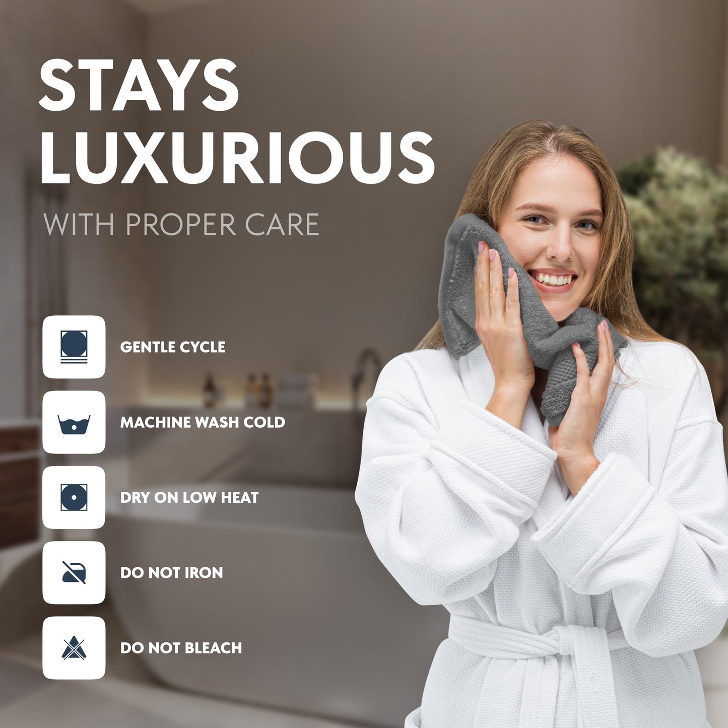 White Classic Luxury Cotton 12 Pc Flannel Set, Hotel Style Small Bath Towel and Face Cloth 33x33 cm, Light Grey Soft Plush Flannels Pack of 12