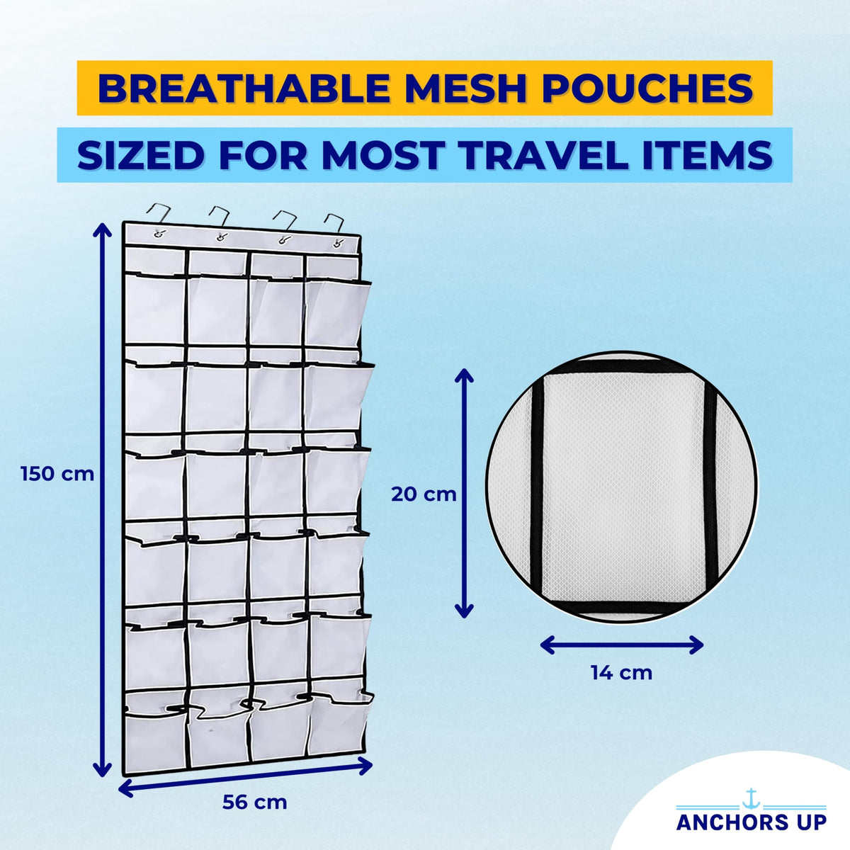 Cruise Cabin Over Door Organiser for Shoes, Toiletries and Travel Accessories – 24 Pockets – Tested on All Major Cruise Lines such as P&O, Marella