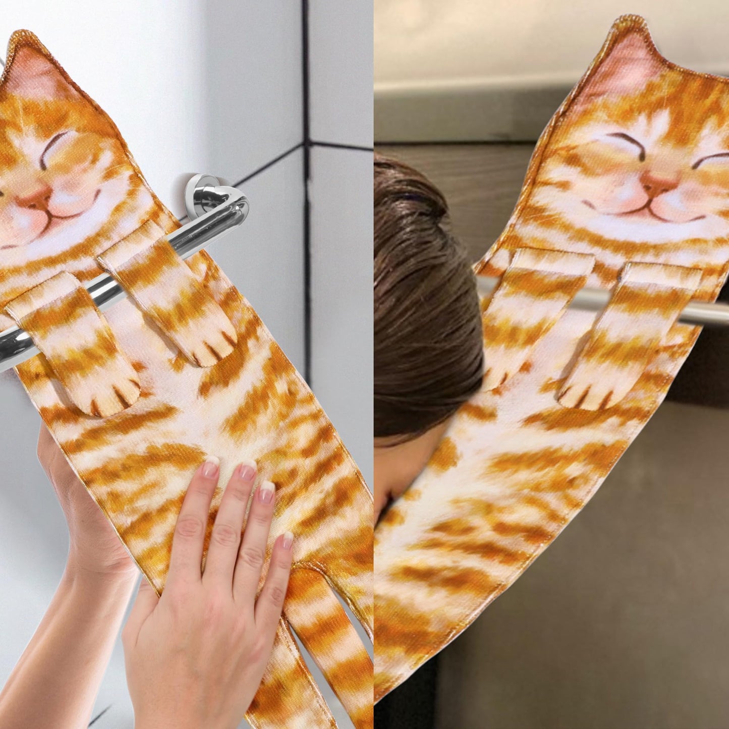 AGRIMONY Cat Funny Hand Towels - Cute Bathroom Kitchen Towels Cat Decor Decorative Hanging Face Towels Super Absorbent Soft-Valentine Christmas House