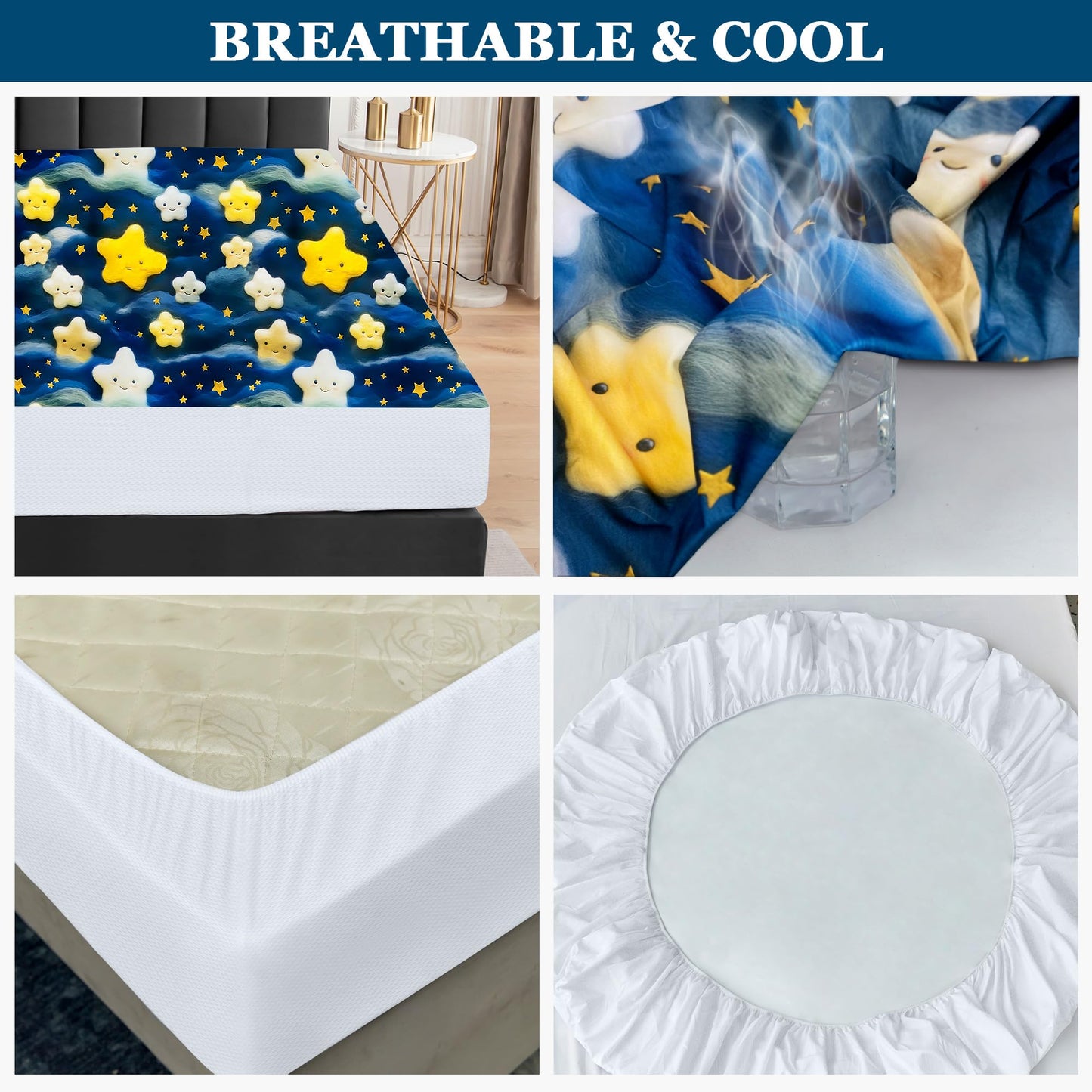 Sufdari Waterproof Mattress Protector double,135x190cm Mattress Cover for Bed,30cm Deep Pocket Fitted Sheet Style Mattress Protector with Elastic