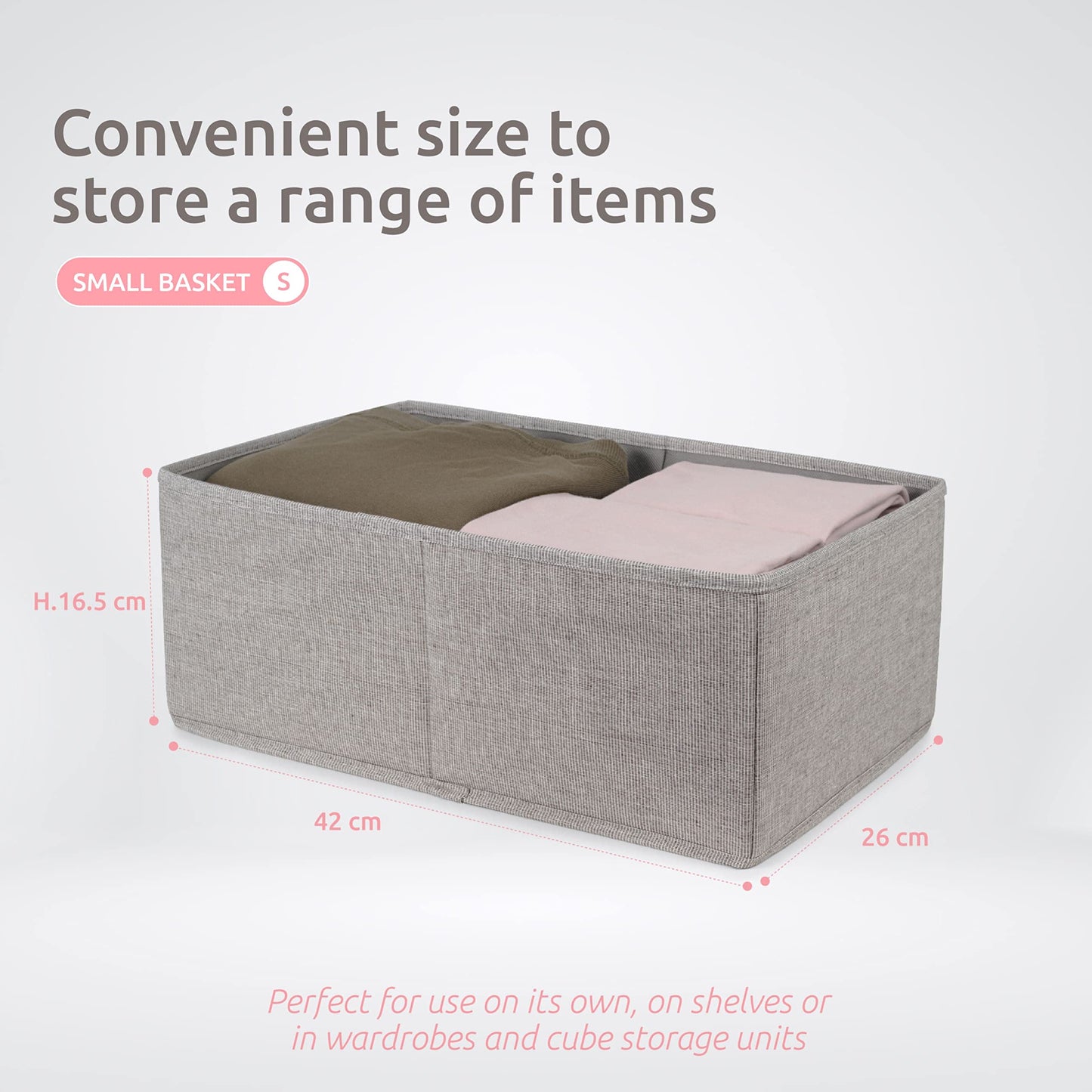 Compactor Oxford Drawer Organizer M, 42X26X16.5 cm, Grey, Oxford Fabric + Cardboard