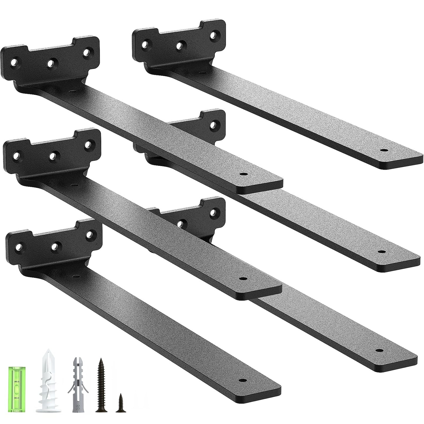 Yeabett Shelf Brackets, 6 Pack Right Angle Floating Shelf Brackets 30cm, 70kg Load Capacity, Black
