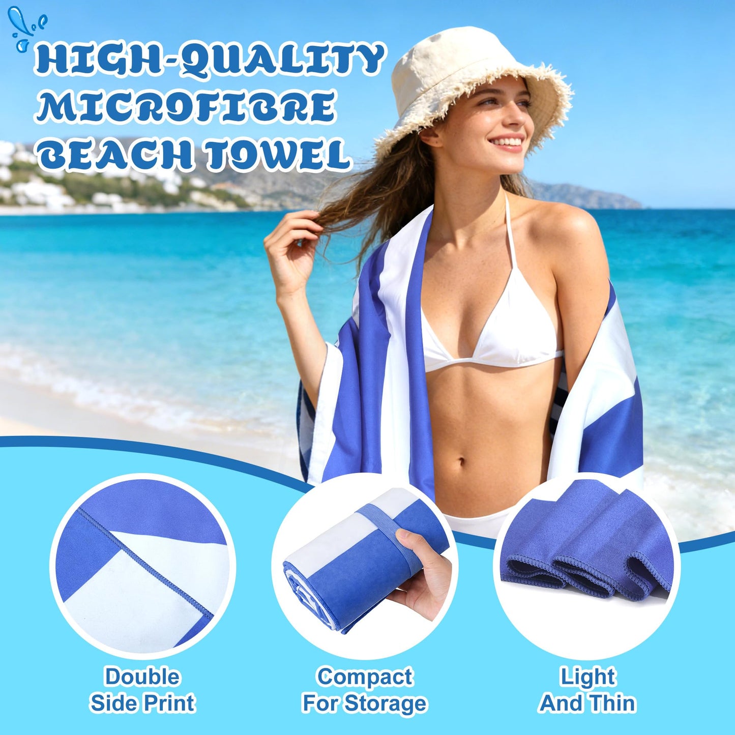 Anavasi Microfibre Beach Towels for Adults, 1 Pack 180 x 90cm 100% Recycled