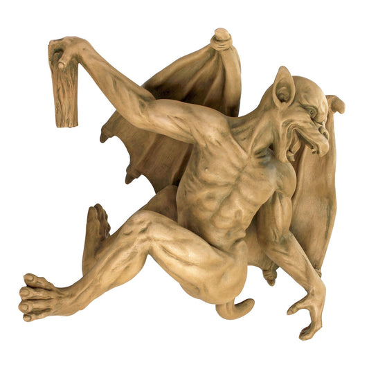 Design Toscano NG832115 Gaston the Gothic Gargoyle Climber Hanging Statue, Medium, 33 cm, Polyresin, Gothic Stone