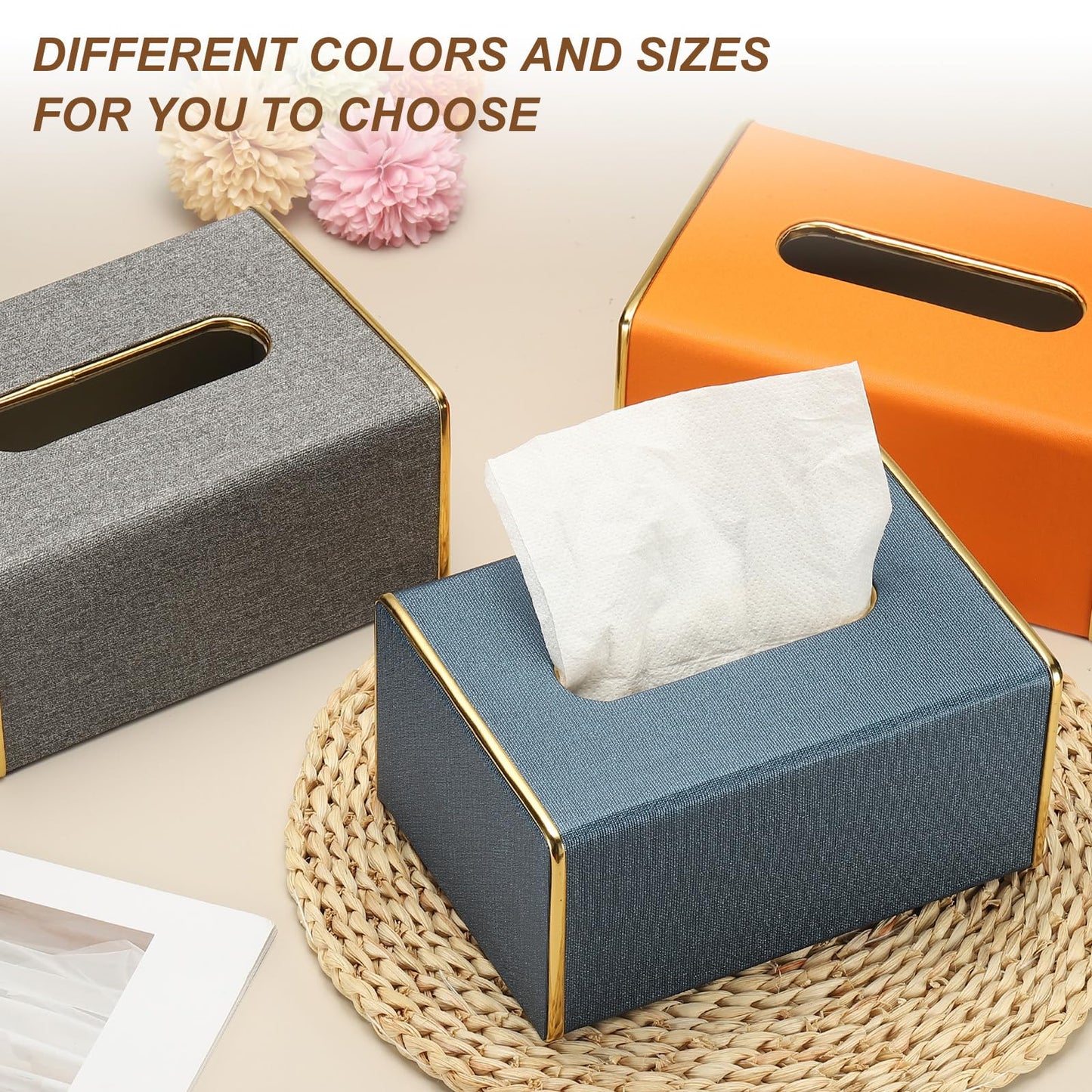 sourcing map Tissue Box Cover, Rectangle Modern Tissue Box Holder with Magnetic Closure for Living Room Bedroom Office Hotel Desk