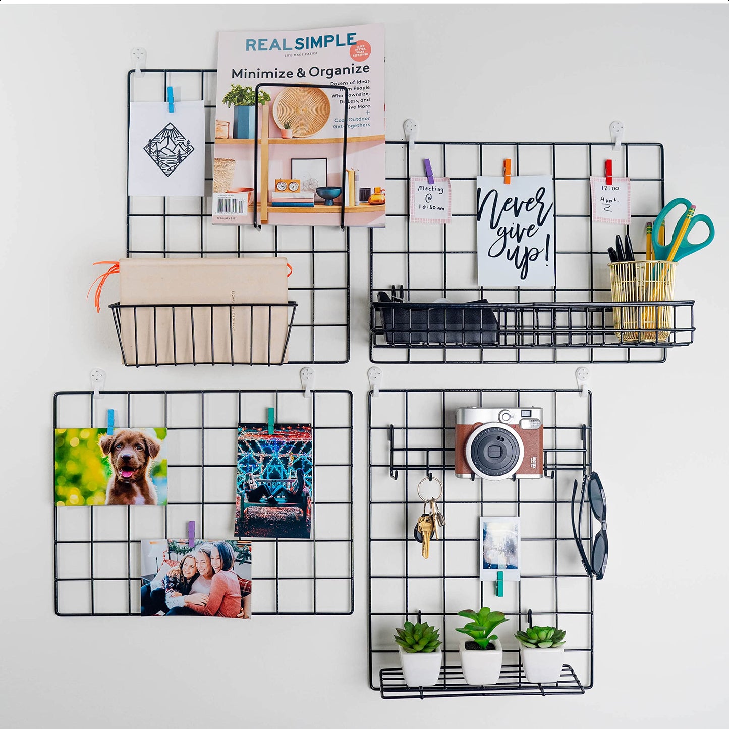 1 Pack Wire Wall Grid Panel | Hanging Home, Office & Kitchen Décor | Mesh Storage Organizer & Picture Frame | Wire Notice Board | Memo & Photo Board
