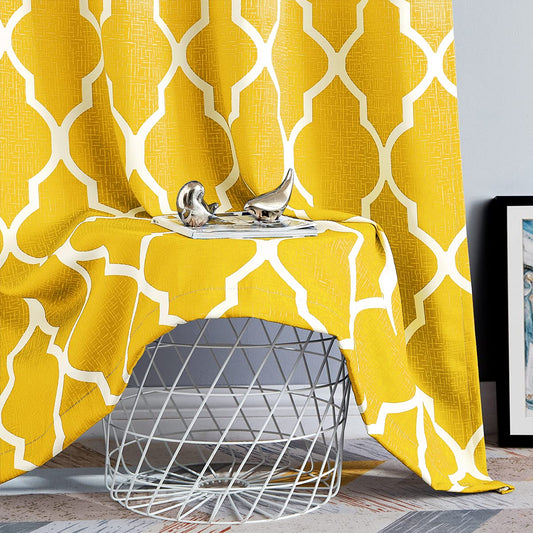 Beauoop Blackout Curtains for Bedroom Yellow Ombre Curtains 72 Inch Drop Geometric Print Eyelet Curtain for Living Room Darkening Thermal Insulated