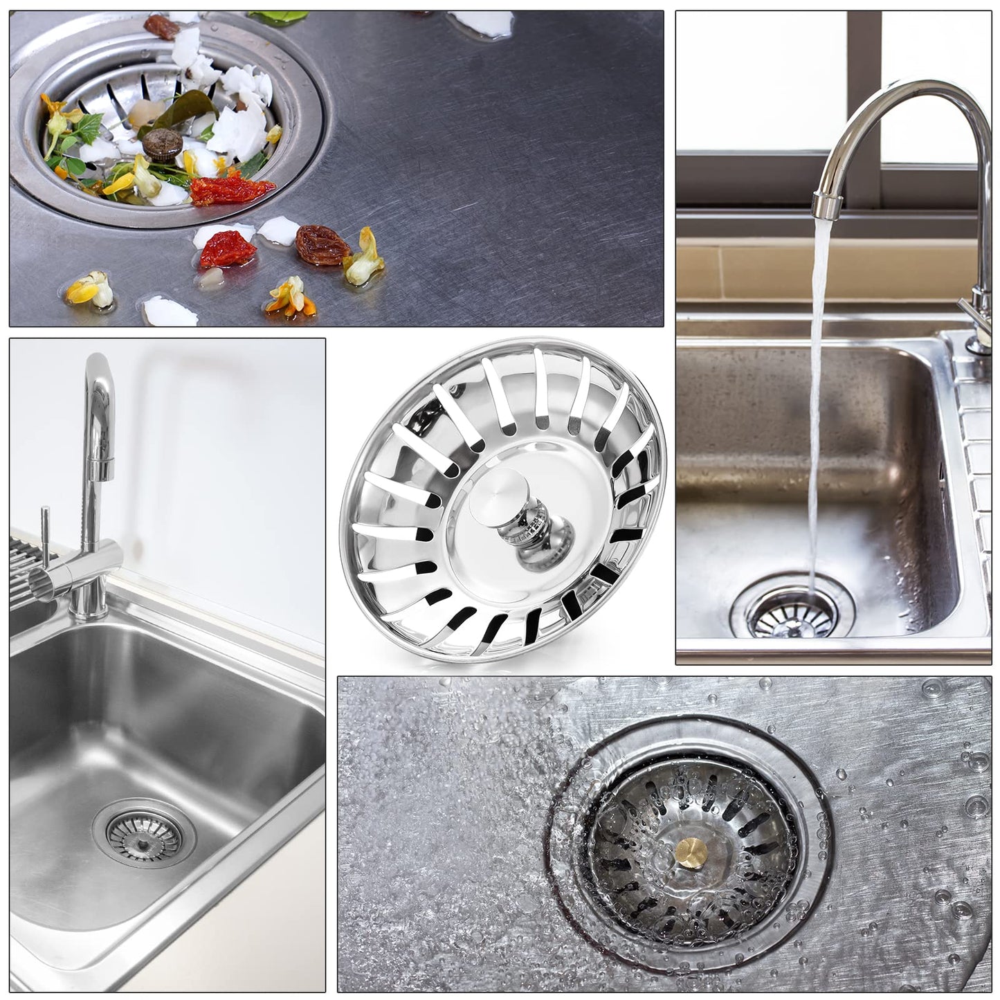 Tomario Kitchen Sink Plug Strainer Stainless Steel Strainers Sink Plugs Replacement Hole Diameter 82mm for Kitchen Sink