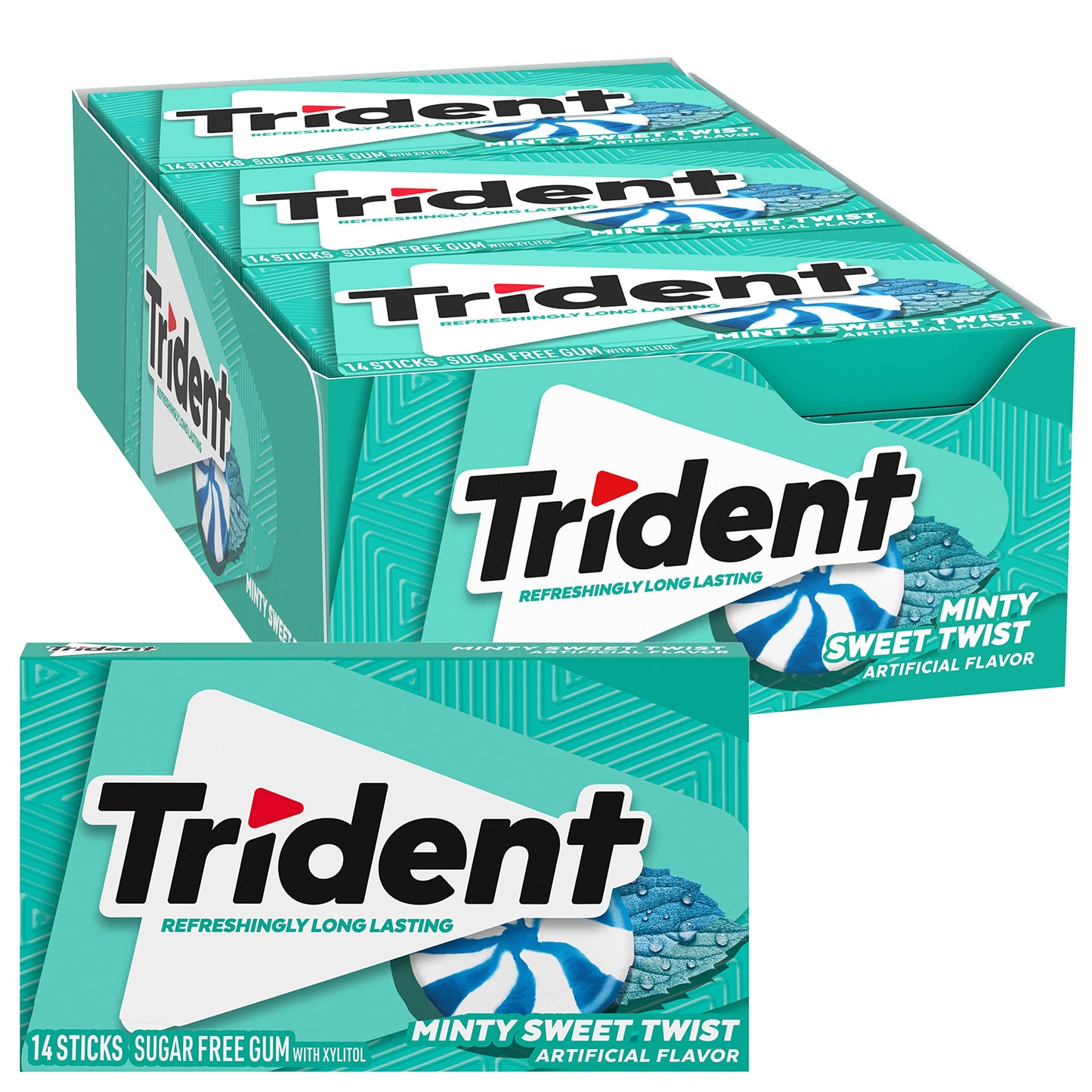Trident Minty Sweet Twist Sugar Free Chewing Gum with Xylitol 14 Sticks 39 g