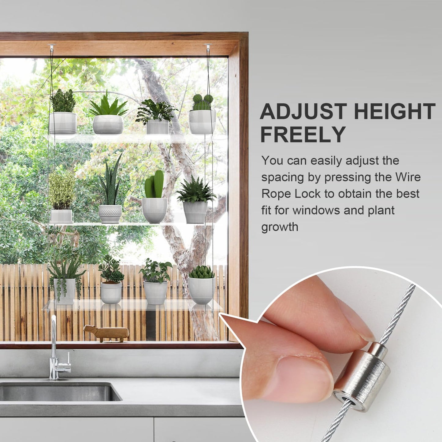 Hanging Clear Acrylic Plant Shelves - 3-Tier Window Wall Stand for Indoor Gardens, Flower, Succulents, Herb, Seedling Organization and Plant Pots