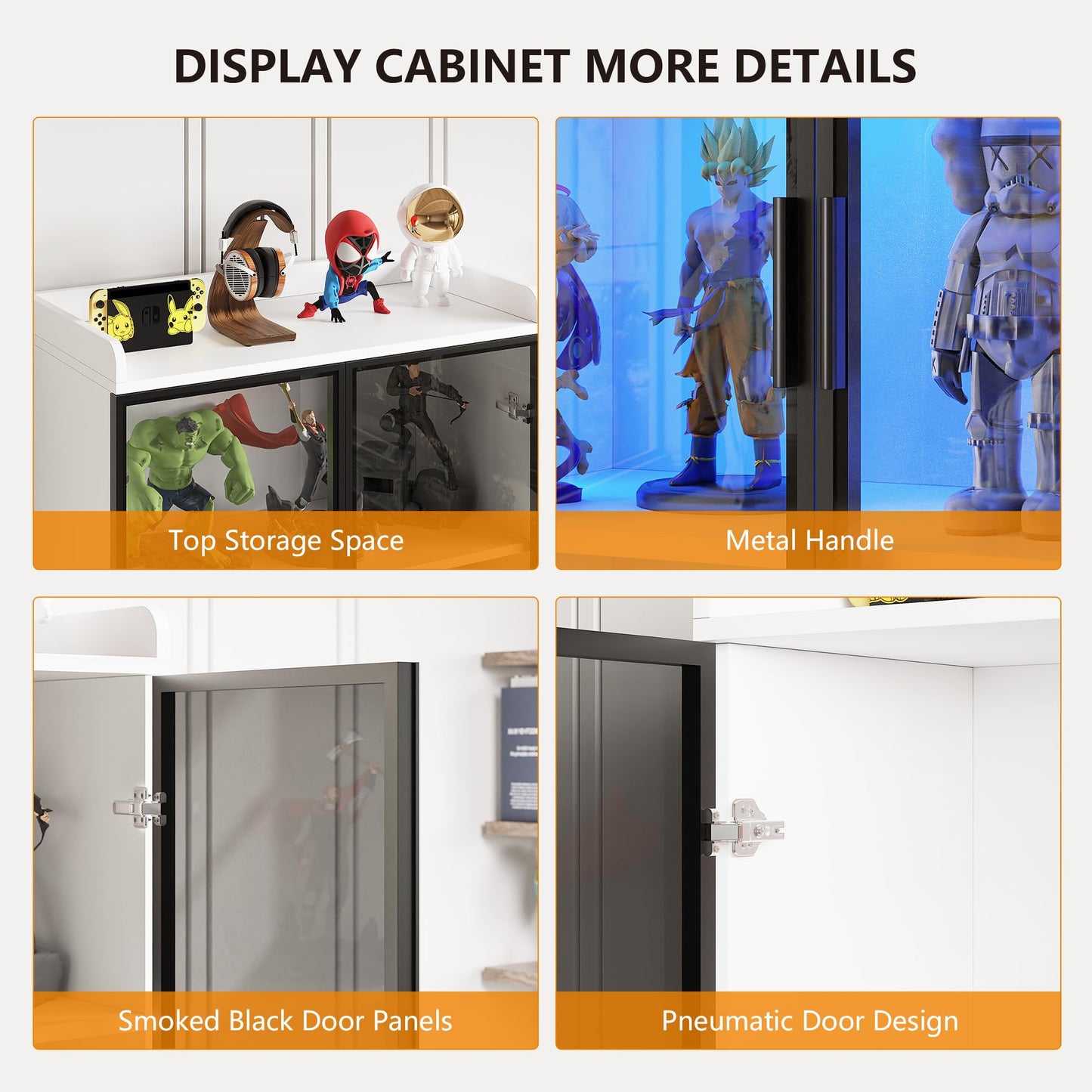 FREDEES LED Display Cabinet with 2 Doors and Adjustable Shelf, 165CM, White