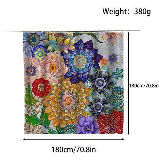 FAIRYGATE Long Shower Curtains Boho Colorful Floral Shower Curtain Bohemian Paisley Blossom Flower Water Repellent Bathroom Decorative Curtain 180 x