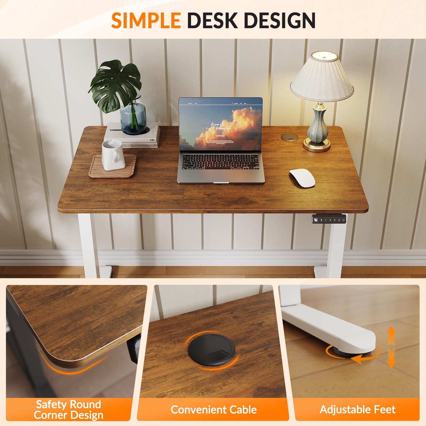 ELEGANT Electric Standing Desk 100x60cm, Height Adjustable Sit Stand Desk