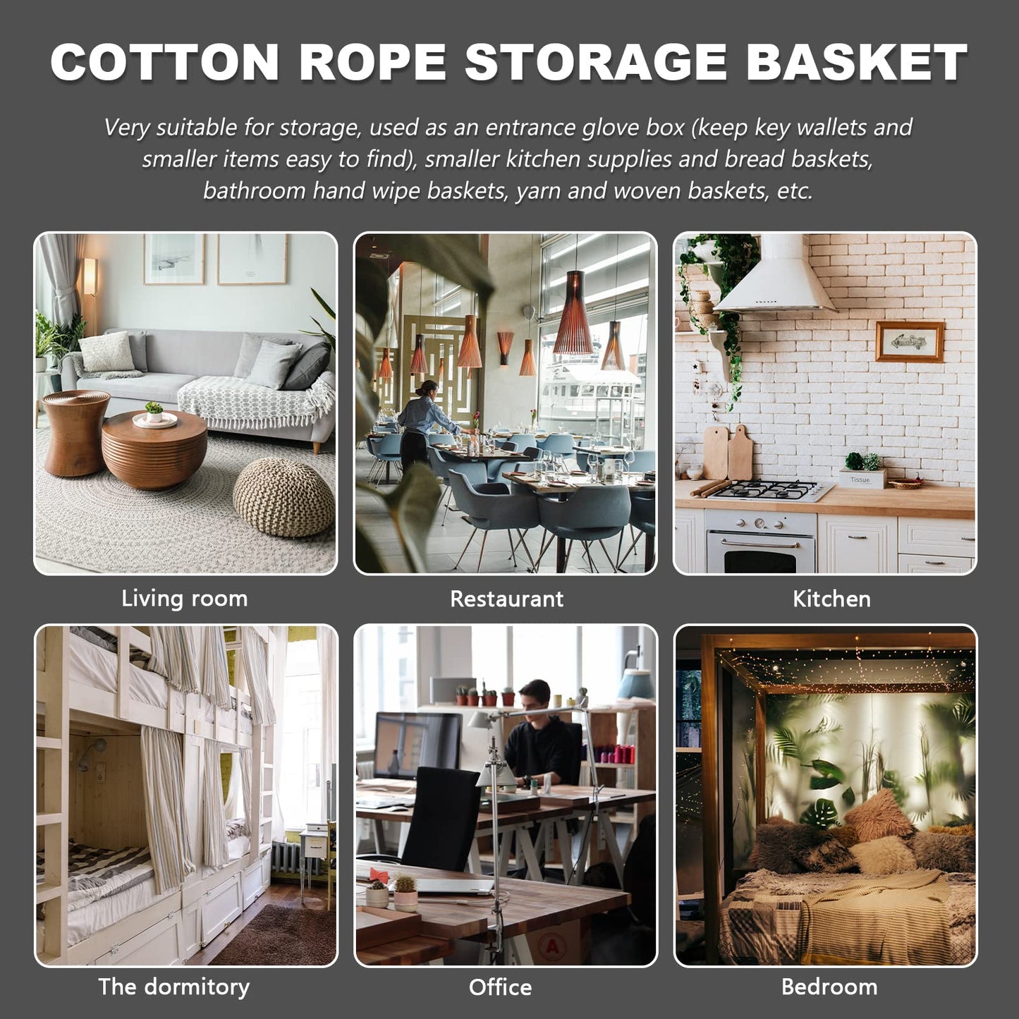 Small Wall Hanging Storage Baskets: 2PCS Cotton Rope Woven Basket - 9 x 7 inch Foldable Wall Door Hanging Organizer with Handle for Flower Plants