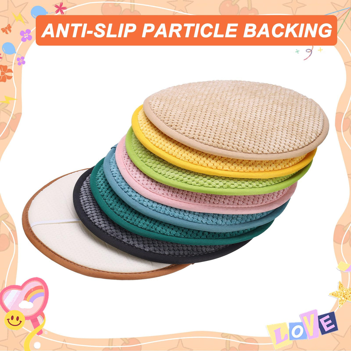 sourcing map Round Stool Cushion, 12 x 12 Inch Round Seat Pads with Elastic Straps
