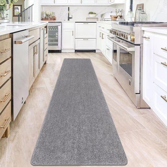 SHACOS Carpet Runners for Hallways Light Grey Non Slip 60x240cm Long Washable Kitchen Runner Mat Rubber Backing Hall Runners Long Corridor Rug for