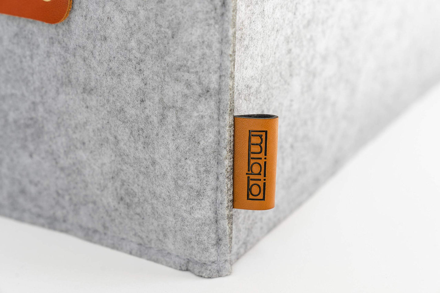 MIQIO Set of 2 Small Light Grey Rectangular Felt Storage Boxes