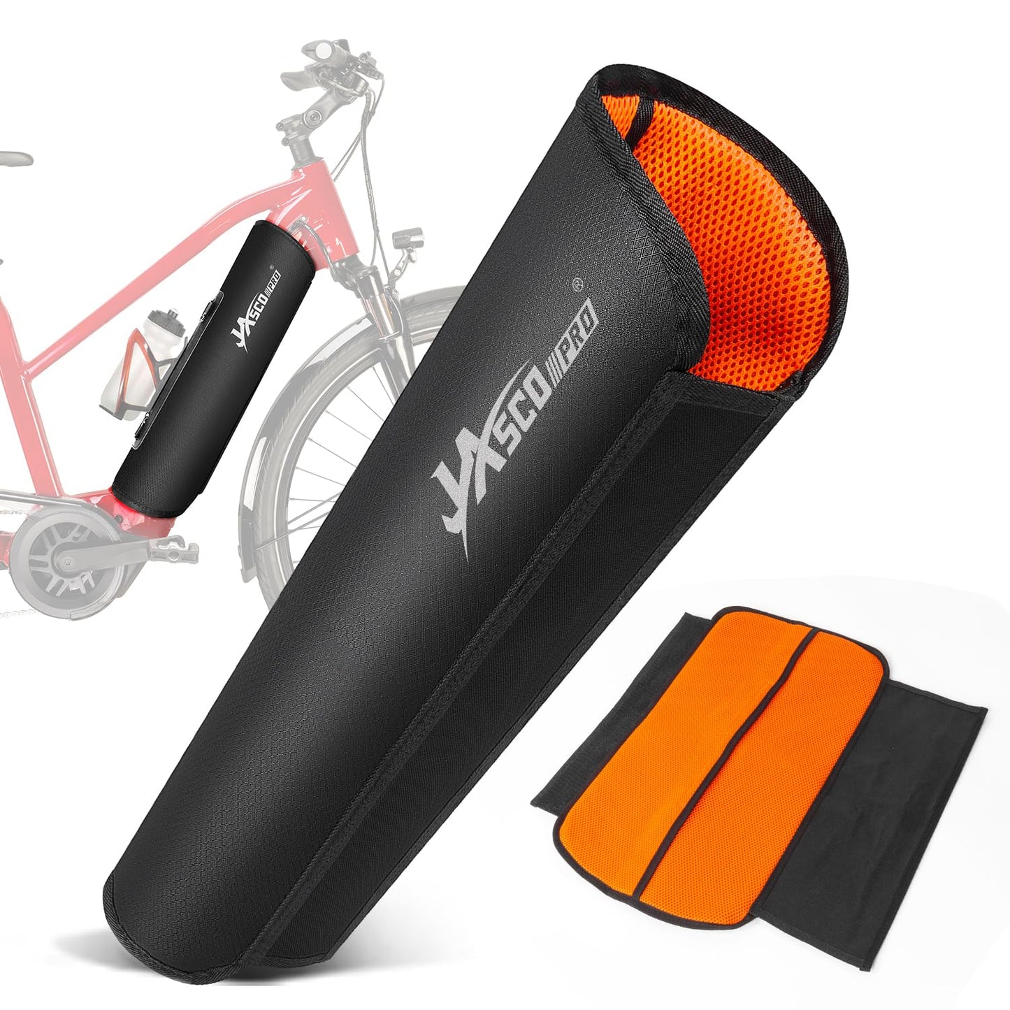 JASCOPRO E-bike battery protection cover, bicycle battery cover for 28-43cm frame circumference, ebike battery protection thermal protection cover