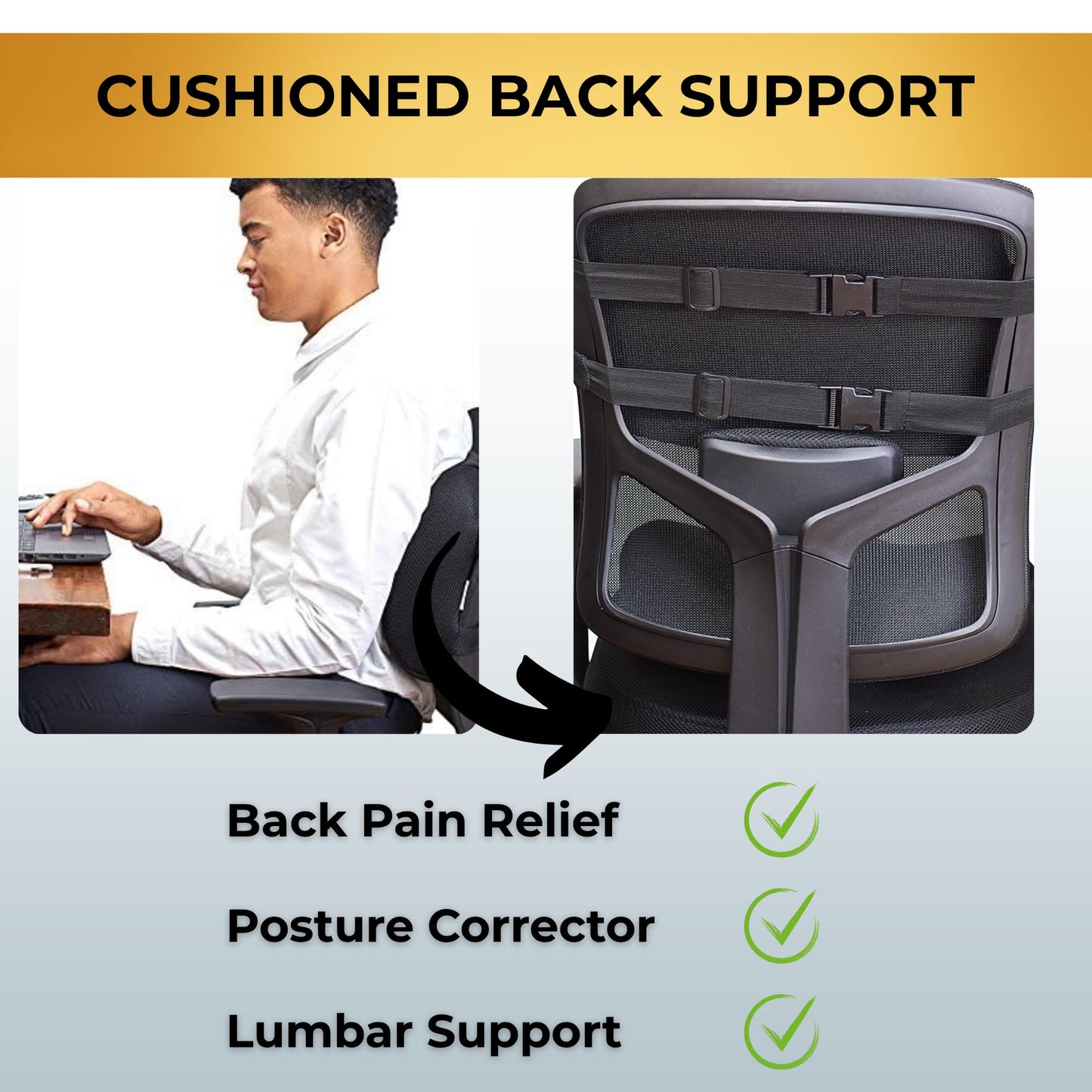 Lumbar Support Pillow for Office Chair & Car | Memory Foam Backrest
