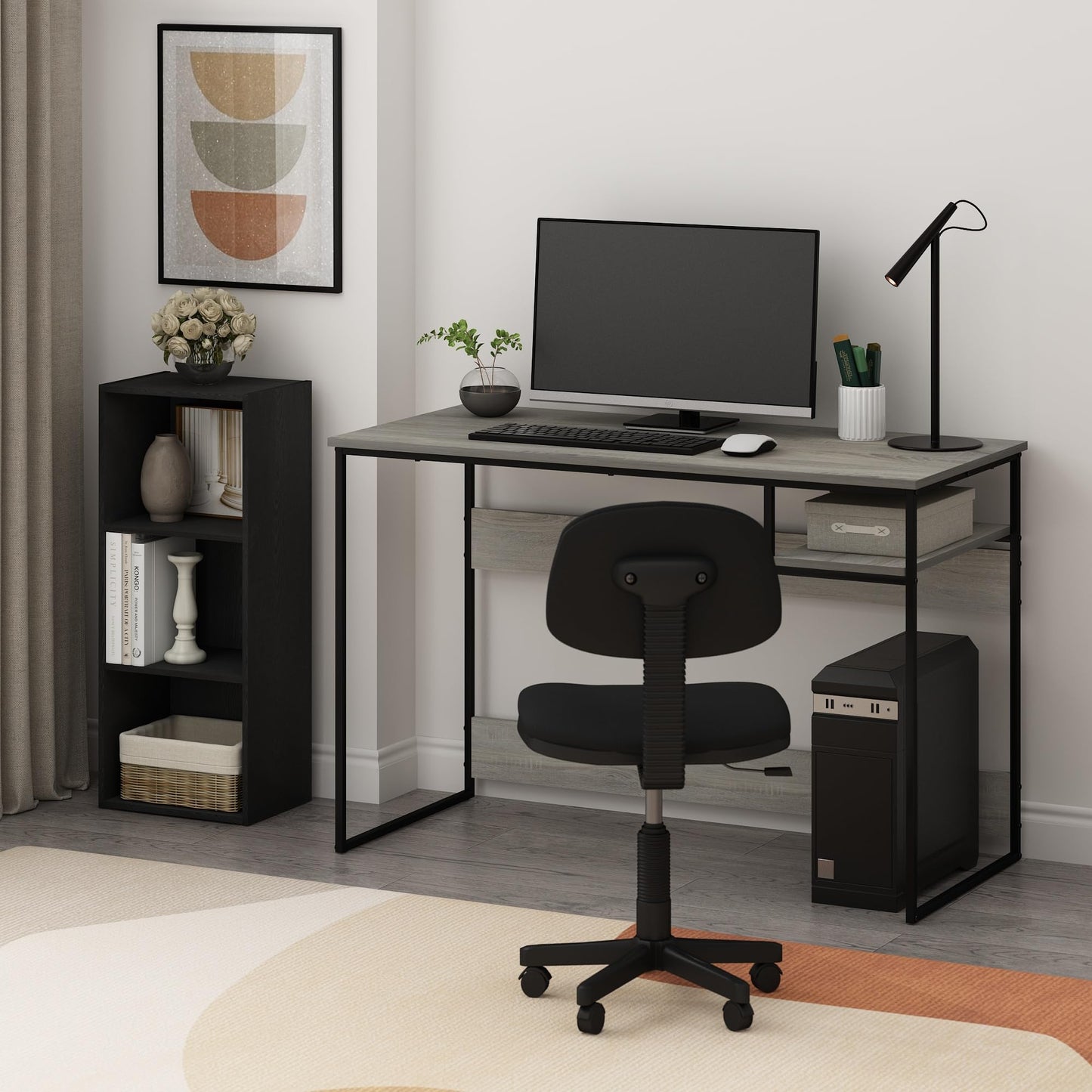 Furinno LUDER Book Shelf, 3-Cube Bookcase, Bookshelf, Open Storage Shelf, 23.6cm x 30.5cm x 80cm, for Home Office, Living Room, Darkwood