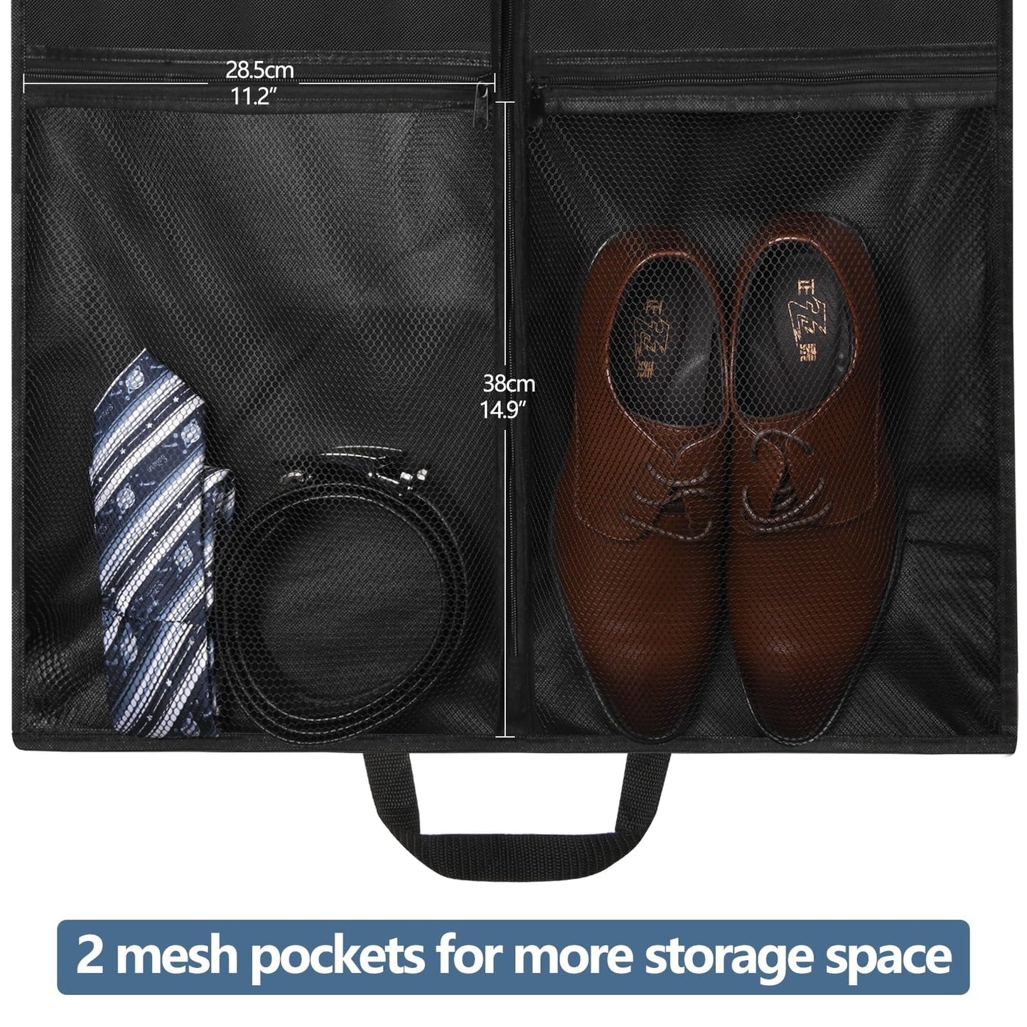 Belinlen 3pack 43" Garment Bags for Travel Hanging Clothes (Black)