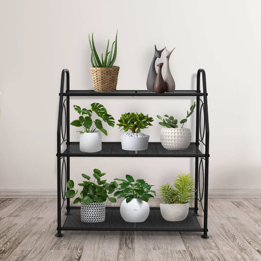 VyGrow Plant Stand, 3-Tier Plant Rack for Indoor and Outdoor Use, Heavy Duty Metal Plant Stand Holder Rack for Outdoor Living Room, Balcony and