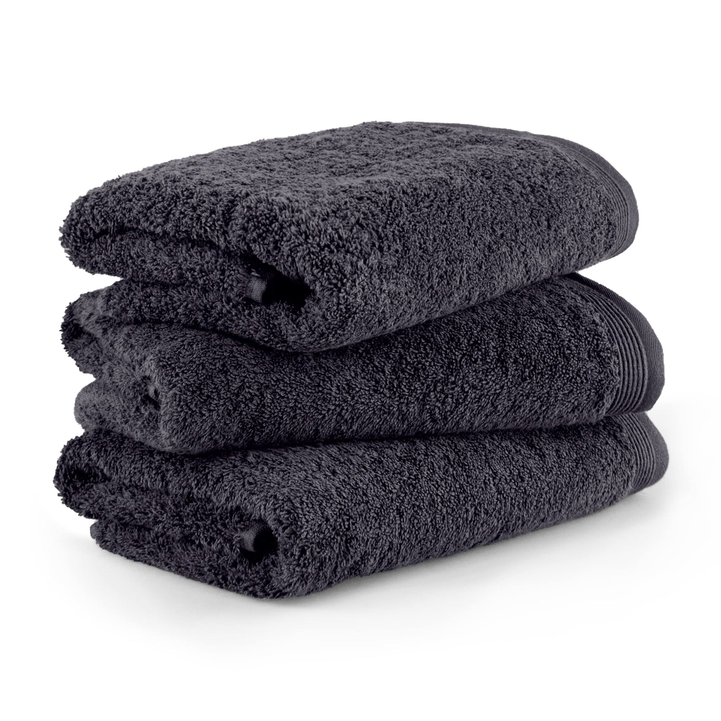m?ve Superwuschel hand towel set, 3 hand towels 50 x 100 cm, Made in Germany, 100% cotton, dark grey
