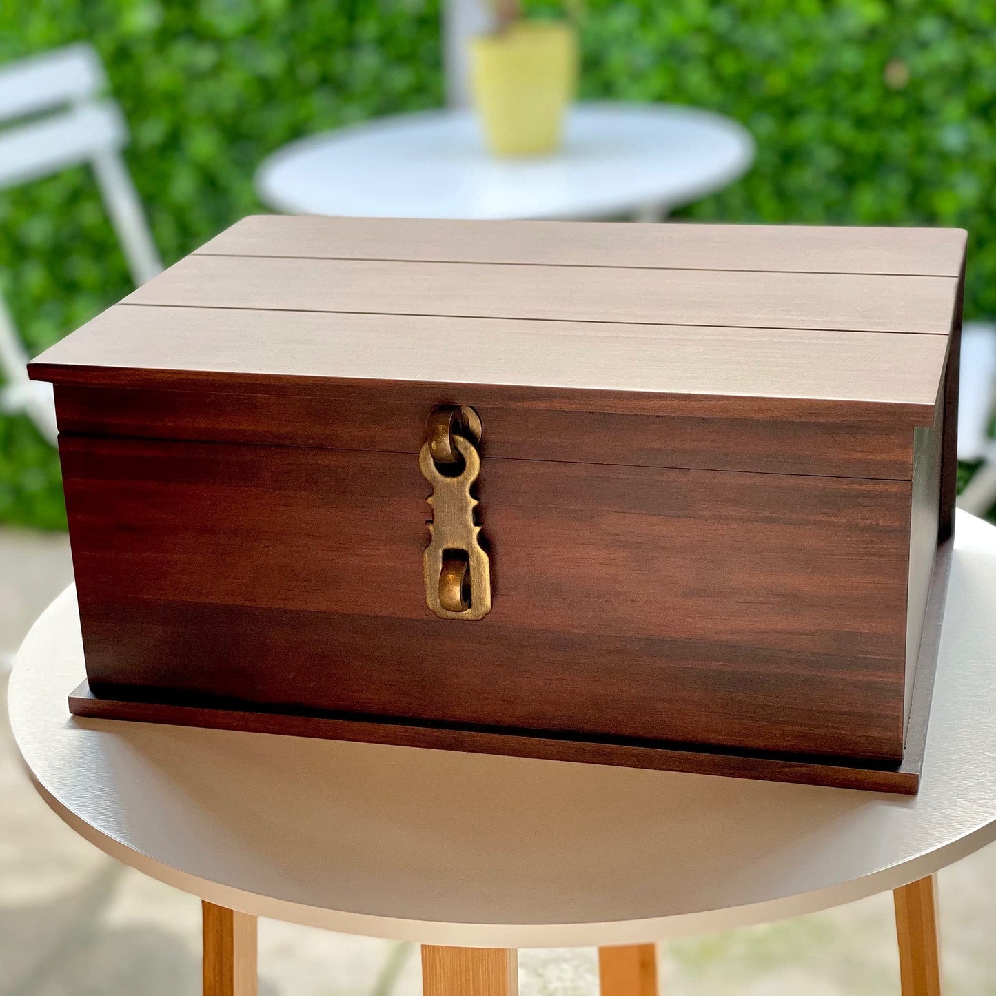 Blake & Lake Antique Style Wood Storage Box - Decorative Wooden Box with Hinged Lid and Metal Latch for Home or Office