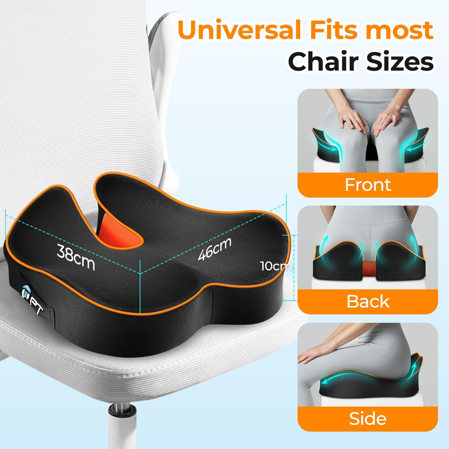 POOTACK Memory Foam Seat Cushions - 2-in-1 Comfort Office Chair Cushion for Desk, Car Seat Cushion for Driving