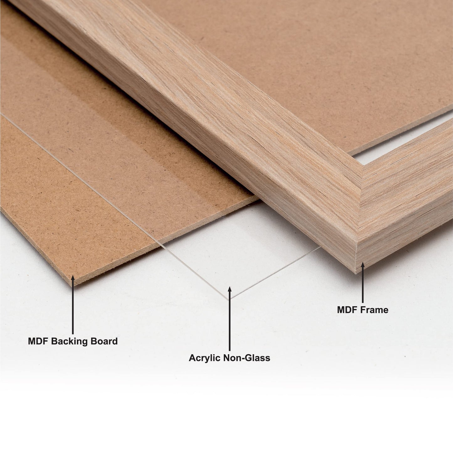 Hampton Frames | LP Album Display Frame SORLPNGX-1PK | 31.5x31.5cm, Oak Effect, MDF, Acrylic Front | Wall Mount, Drop-In Back, Hanging Loops